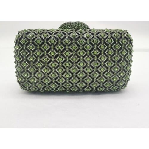 XIYUAN Women Green/Gold/Red Rhinestone Crystal Clutch Evening Bag Minaudiere Handbags Diamond Wedding Bridal Purse Clutches Bags