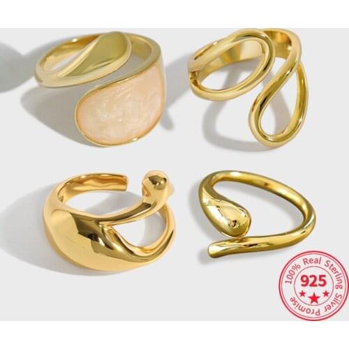 Korean Gift For Women 925 Sterling Silver Minimalist Vintage Irrregular Luxury Opening Ring Resizable Jewelry Crystal Jewelry