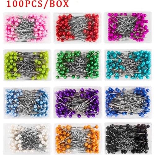 100Pcs/box clothing fixed needle high quality Round Pearl Head 40mm Sewing pins Dressmaking Jewelry Decor DIY Sewing Tools
