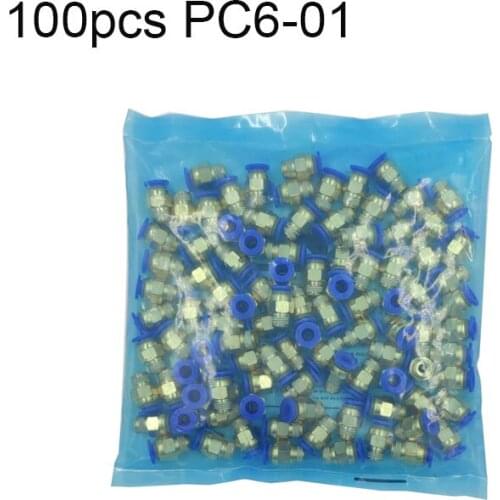 100PCS PC6-01 6MM Hose Tube 9.7mm Pneumatic Fitting Air Connector Straight Through Quick Connecors Fitttings male thread