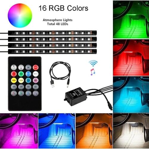 12V LED PCB Board Car RGB Ambient Light 48LED one for four Voice Control Remote Control 1x12 Panel Matrix Screen Led Module