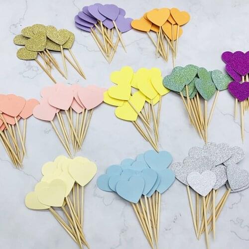 20 Pieces/Lot lovely heart star Cake Topper Cake Top Cupcake Toppers Flag Birthday Party Wedding Decoration Cake Party Decor