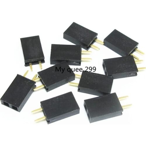 20 pcs 2P 2.54mm Female Header Single Row Straight Pin Socket 1*2 Strip Pitch Connector