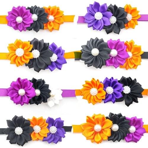 30/50 Pc Halloween Pet Dog Bow Tie Flower Design Pet Dog Accessories Holiday Party Pet Dog Bow Ties Necktie Dog Grooming