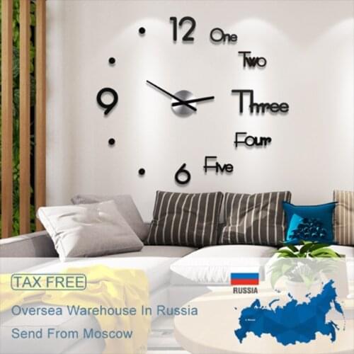 Large Wall Clock Sticker Acrylic Silent Digital Big 3D DIY Self adhesive Wall Clock Modern Design for Living Room Home Decor