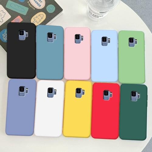For Samsung Galaxy S9 Case Soft TPU Silicone Case Macaron Colors Candy Black Simple Phone Back Cover