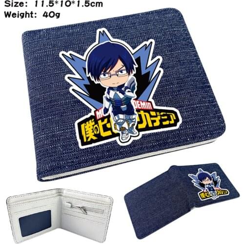 Anime My Hero Academia Denim Wallet Teenger Photo Card Holder Short Bifold Casual Student High Quality Mens Womens Purses