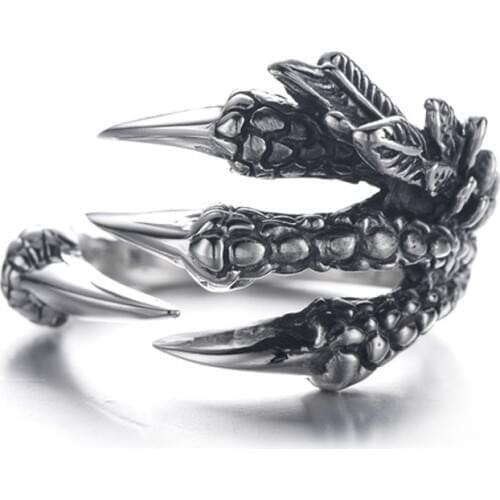 FDLK Punk Dragon Claws Open Finger Wedding Ring Zinc Alloy Rings for Men Accessories Jewelry Halloween Ring
