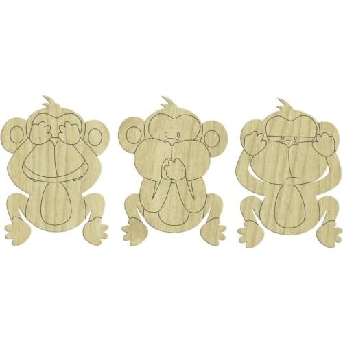 KD193 Never Seen Heard Of Don 'T Know, 3 Monkey Wooden Package Ornament