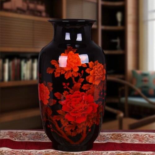 Jingdezhen yi xing guci ceramic red vase modern minimalist living flower crafts terrarium shelf vase decoration home