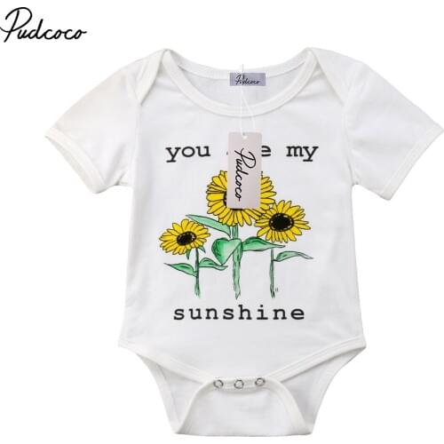 2018 Brand New Newborn Toddler Infant Kids Baby Girls Clothes Outfits Set Sunflower Jumpsuit Romper Playsuit Short Sleeve Sets