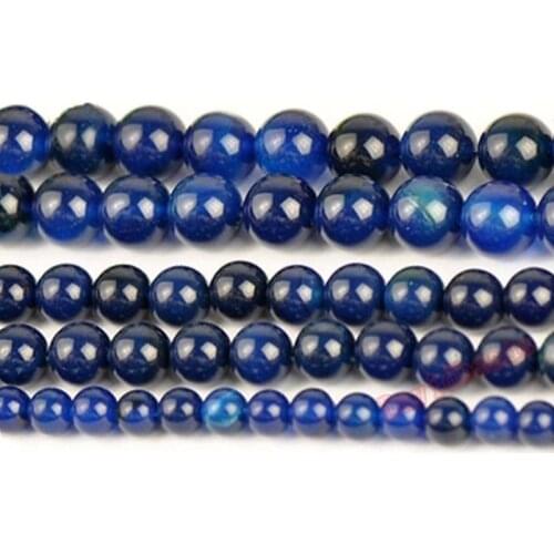 Factory price Dark Blue Agat Round Gem Loose Strand Beads 16" Strand 6 8 10 12MM Pick Size For Jewelry Making