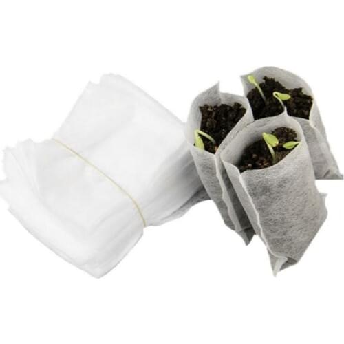 100 Pcs Non-woven Nursery Bags Plant Grow Seedling Pots Set Breathable 8x10cm @LS