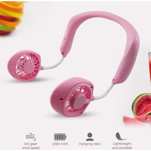 Hands-free Fan Neck Band Fan Hands-Free Hanging USB Rechargeable Dual Fan Mini Fan Air Cooler Summer Portable 1000mAh Fan Mini F