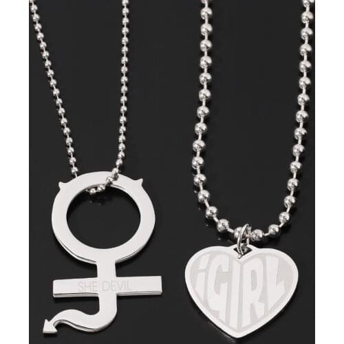 Fashion IGIRl Internet Girl Stainless Steel Pendant Necklace Beads Chain Trendy Choker Jewelry Women Girls Necklaces Gifts