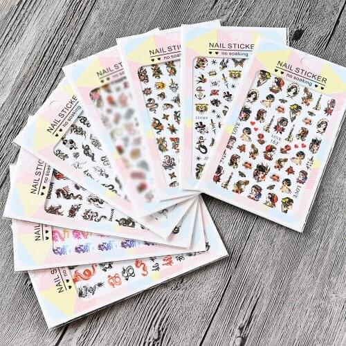 1Sheet Nail Art Decals Sticker (8*10cm)AdhesiveTraditional Dragon/Snake/Flower Totems Back Glue Adhesive Slider Sticker H
