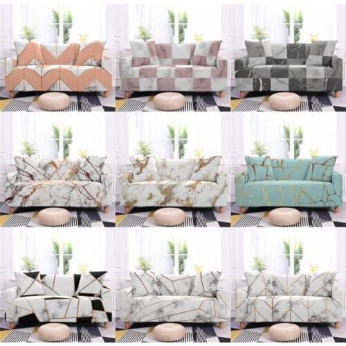 Marble Color Texture 3D Printing Non-Slip Elastic Stretch Sofa Cover For Living Room Couch Cover Protect L Shape 1/2/3/4 Seater