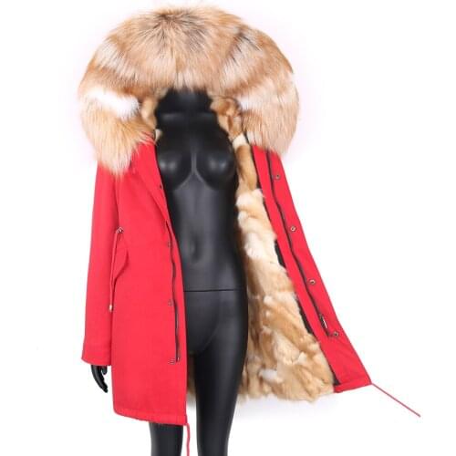 2021 New Women Long Parka Natural Fur Collar Hood Thick Warm Parka Real Fox Fur Coat Removable Streetwear Winter Jacket