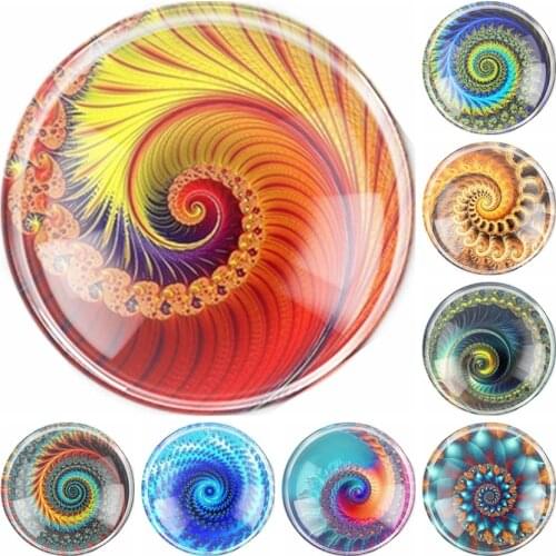 New Handmade 6 Size Glass Mixed Fractal art Flatback Camo Cabochon Domed DIY Jewelry Charm Photo Pendant Setting