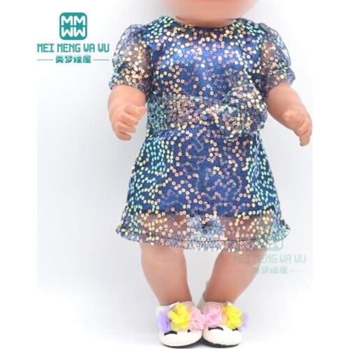 Doll Clothes fashion sequined A-line skirt pink, purple, black for 43 cm toy new born doll baby 18 Inch American doll