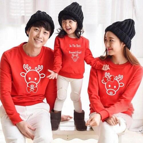 Autumn Instagramable Parent-child Deer Print Round Neck Wear To Celebrate Christmas Sweatshirt Family Matching Outfits
