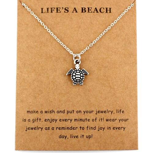 Sea Turtle Tortoise Necklaces Ocean Waves Beach Conch Shell Pendants Women Men Unisex Trendy Jewelry Lovers Christmas Gift