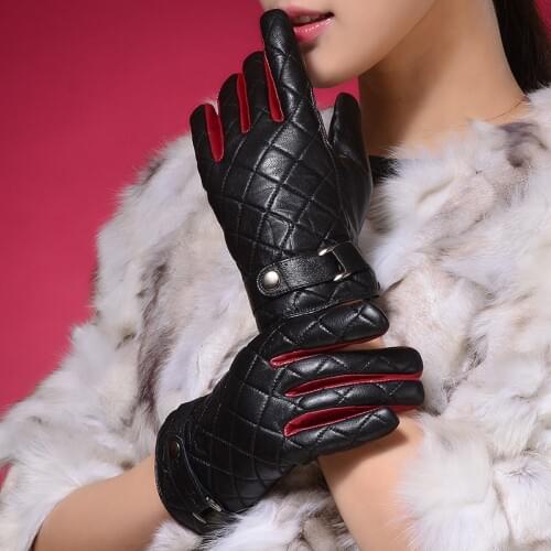 Sheepskin gloves womens plus velvet autumn and winter full thermal gloves fashion female gloves