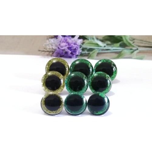20pcs/lot new items 16mm/20mm/25mm trapezoid plastic clear safety toy eyes +green glitter color +white washer for diy doll