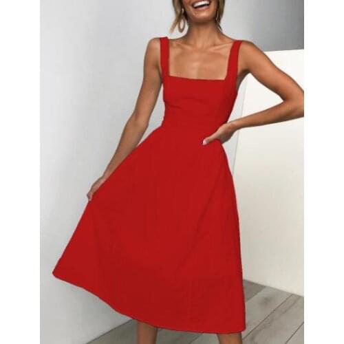 3 Color Black Fit And Flare Solid Dress Elegant Straps Sleeveless Plain A Line Dresses Women Summer Autumn Zipper Short Dress