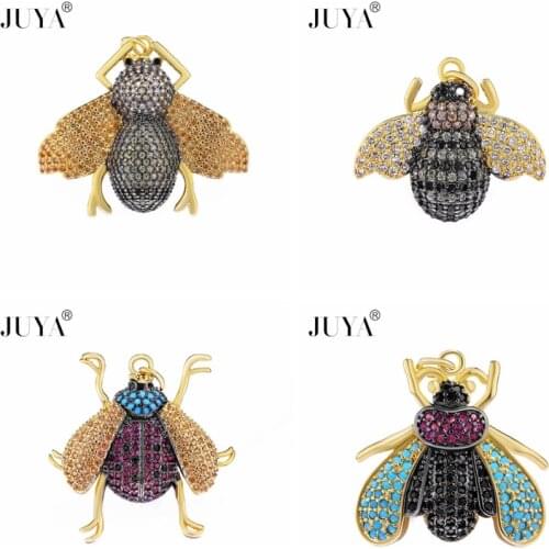 2018 NEW Vintage Insect Pendants For Jewelry Making Luxury AAA Cubic Zirconia Rhinestone Crystal Bee Pendant For Necklace Women
