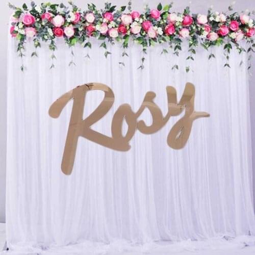 Custom Rose Gold Sign Wedding Baby Shower Party Decors Personalized Mirror Gold Acrylic Name Sign Door Hanger