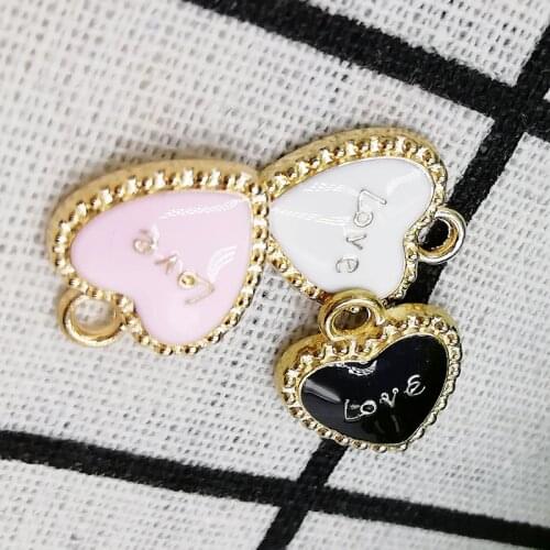 Hot 10pcs Fashion Charms Enamels Alloy Love Pendant Jewelry Accessories DIY Hair Bracelet Earrings Necklace Accessories 2019 New