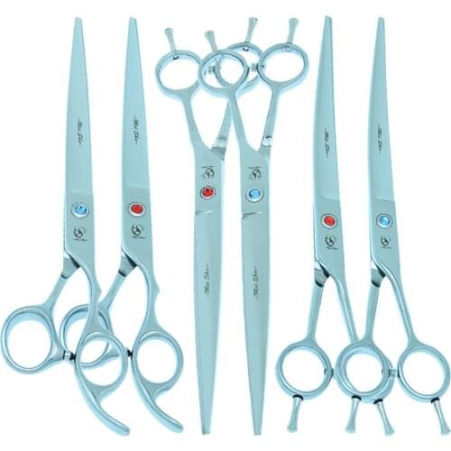 Meisha 8 inch Professional Pet Cutting Scissors Japan Steel Dog Grooming Shears Animal Straight Curved Haircut Trimmers B0061A