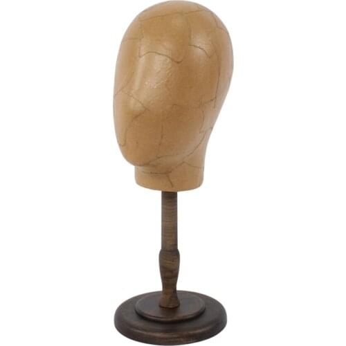 Retro Pure Hand-paste Kraft Paper Head Model Boutique Hat Rack Scarf Fake Cap Wig Holder Display Show Props Dummy Head Ornament