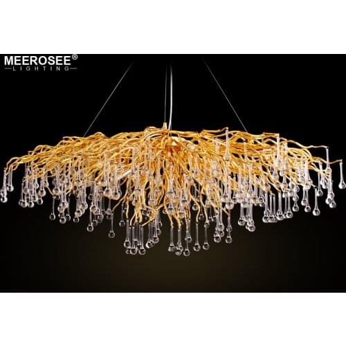 2019 Luxurious Crystal Pendant Lights Modern Popular Gold G9 Crystal Rectangle suspension Lustre for Restaurant Hotel Project