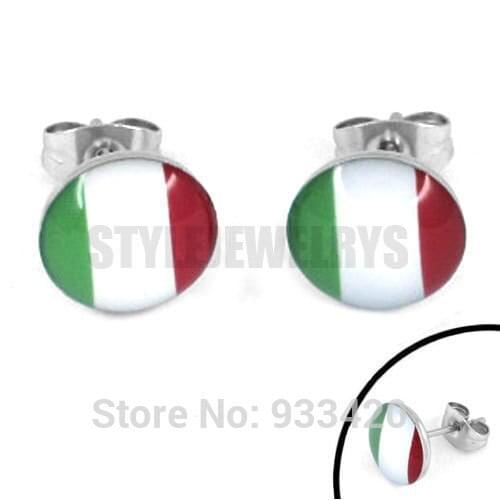 Enamel Italy Flag Earrings 2014 World Cup Brazil Stainless Steel Jewelry Motor Earring Studs SJE370087