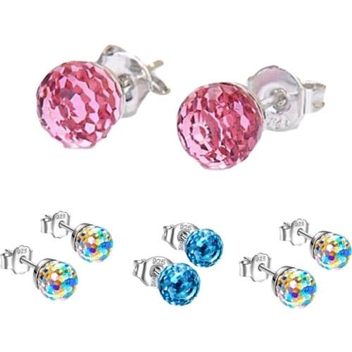 Trendy Earrings Disco Ball Crystal Earrings Exquisite Simple Colorful Crystal Ball Multicolor Crystal Ball Earrings for Women