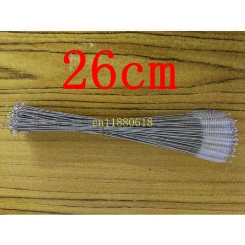 100pcs/lot Free Shipping 260x60x10mm Stainless Steel Straw Brush Bottle Cleaning Brush brushes