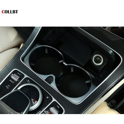 Car-Styling ABS Water Cup Holder Panel Decoration Frame Cover Trim Sticker Accessories For Mercedes Benz C/E Class GLC W205 W213