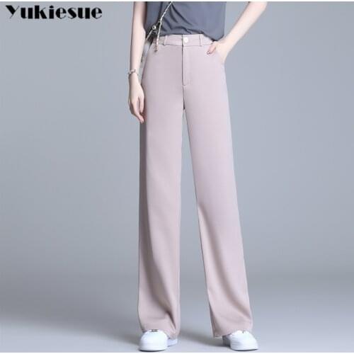 OL office summer 2021 high waist Womens Capris pants for women trousers straight wide leg pants Woman clothes plus size