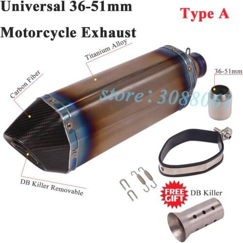 Universal 470mm Motorcycle Titanium Alloy Exhaust Pipe Escape Modified Muffler DB Killer Left Right Side For Z1000 MT-09 R1 ATV