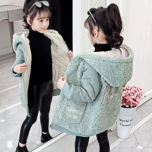 Girls Reversible Garment Outerwear Fall Winter Childrens Thickened Cotton Padded Coat Kids Hooded Wadded Jacket Overcoat P362