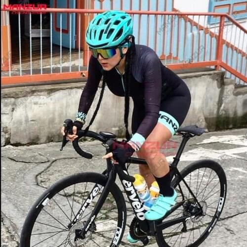 MANZUR CYCLING DESIGN Professional team triathlon cycling wear long-sleeved suit leotard cycling jersey womens gel coveralls