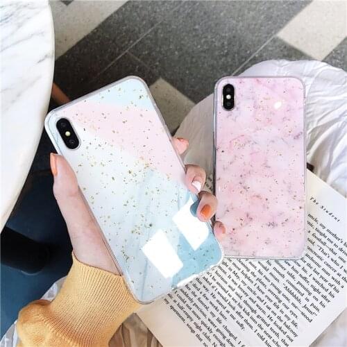 Gold Foil Marble Phone Case for iPhone 11pro X XR Xs Max 7 8plus SE2020 Glossy Soft Shell Silicone Shockproof Back Cover