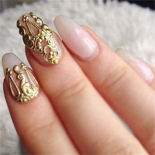 10 Pcs 3D Hollow Nail Art Alloy Tips Decoration Jewelry Glitter Rhinestone Retro DIY Charm Tool for Women Beautiful Accessories