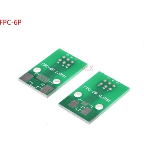 10PCS FPC-6PIN CABLE PITCH 0.5MM 1MM TO DIP PITCH 2.54MM adapter PCB BOARD FFC 6P FPC 6Pin connector WIRE TO DIP6 Converter