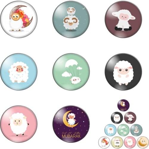 Cartoon Cute Baby Sheep 10pcs 10mm/12mm/14mm/16mm/18mm/20mm/25mm Round Photo Glass Cabochon Demo Flat Back Making Findings