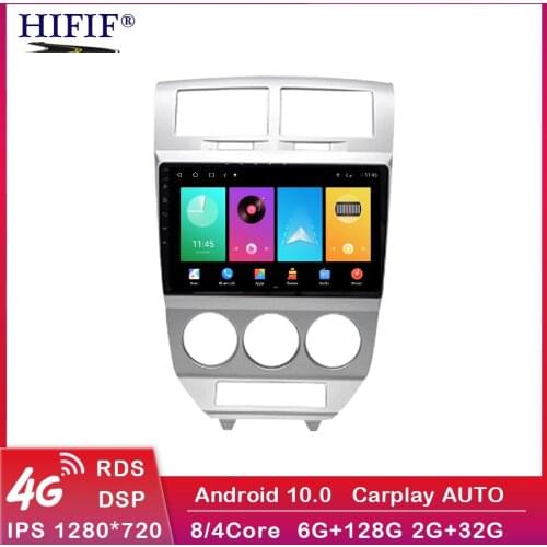 For Dodge Caliber Head Unit Stereo 2007-2010 Double Din 10.1" Android Car Multimedia Player GPS Navigation with Frame WIFI