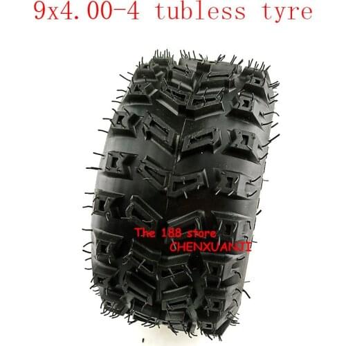 9X4.00-4 tubeless 9X4.00-4 TubeType Tire wheel for Turf Rider Tread Tubeless Lawnmower Golf Go Cart ATV Pocket Bike Go Kart