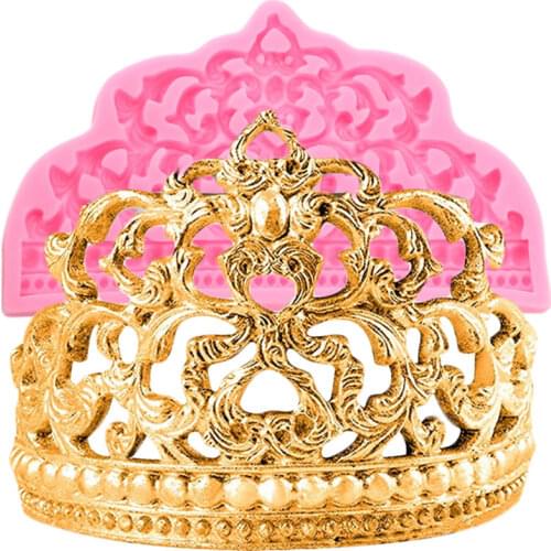 Large stereo crown silicone mold hollow pattern crown fondant cake edge baking mold